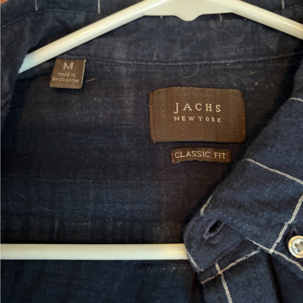 Jachs Navy Blue Casual Button Down Shirt